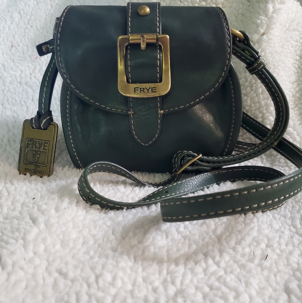 Frye Dark Green Leather Cross Body Bag